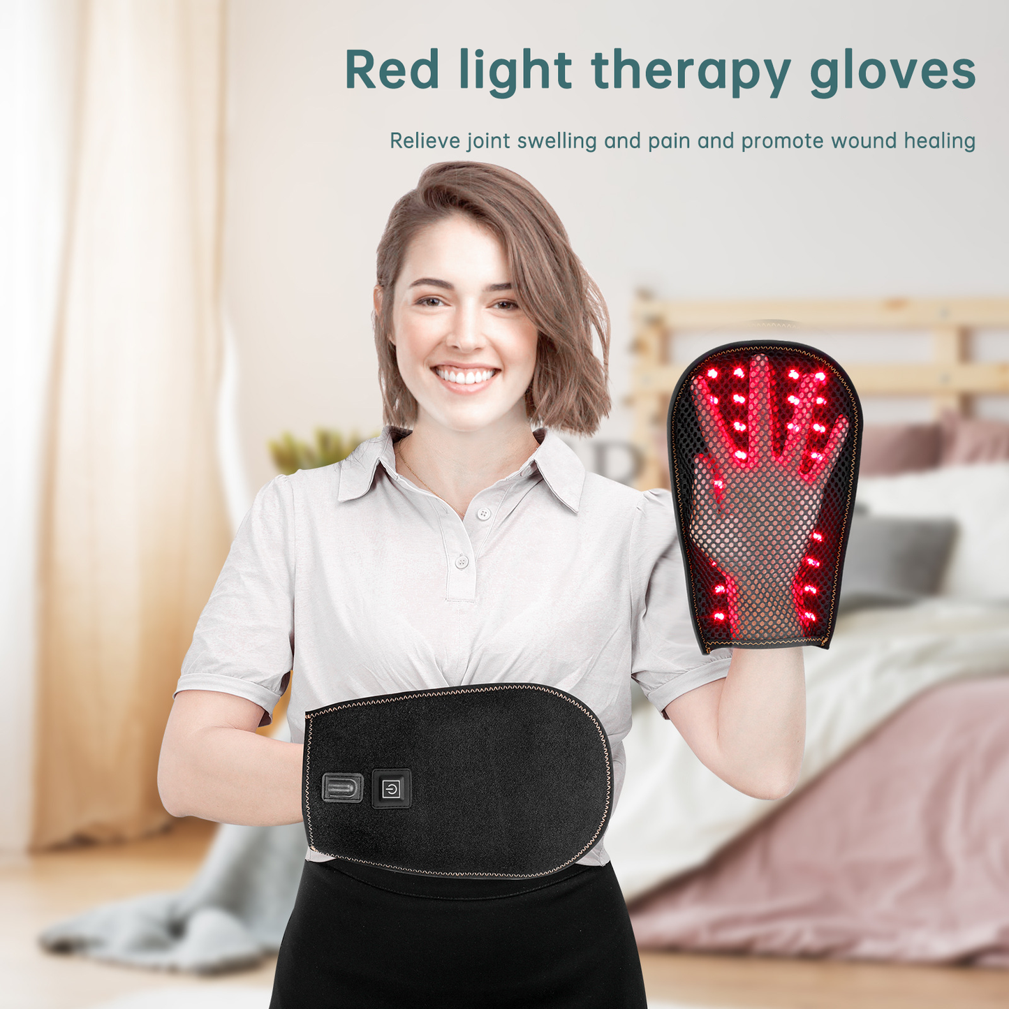 Near Infrared 660nm/850nm Red Light Therapy Gloves for Effective Pain Relief & Recovery