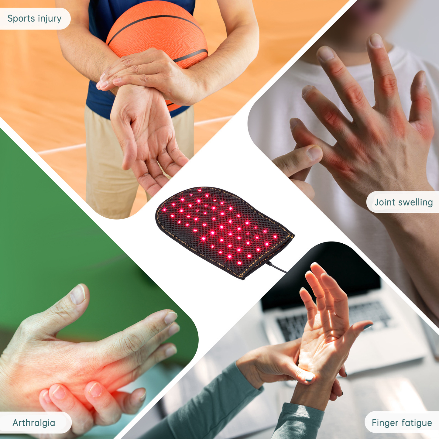 Near Infrared 660nm/850nm Red Light Therapy Gloves for Effective Pain Relief & Recovery